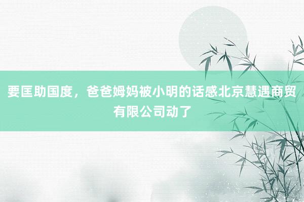 要匡助国度,爸爸姆妈被小明的话感北京慧遇商贸有限公司动了