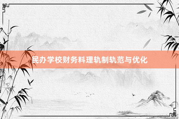 民办学校财务料理轨制轨范与优化